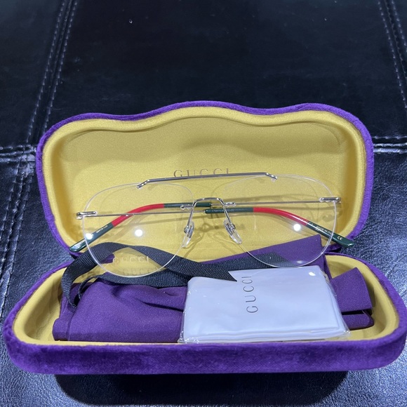 GUCCI 0398 Silver Rimless Optical Eyeglasses 58mm - Picture 2 of 6
